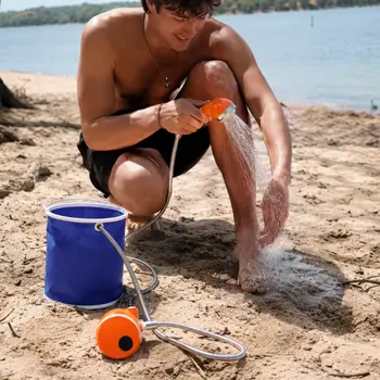 Marcus using AquaTrail by a lake